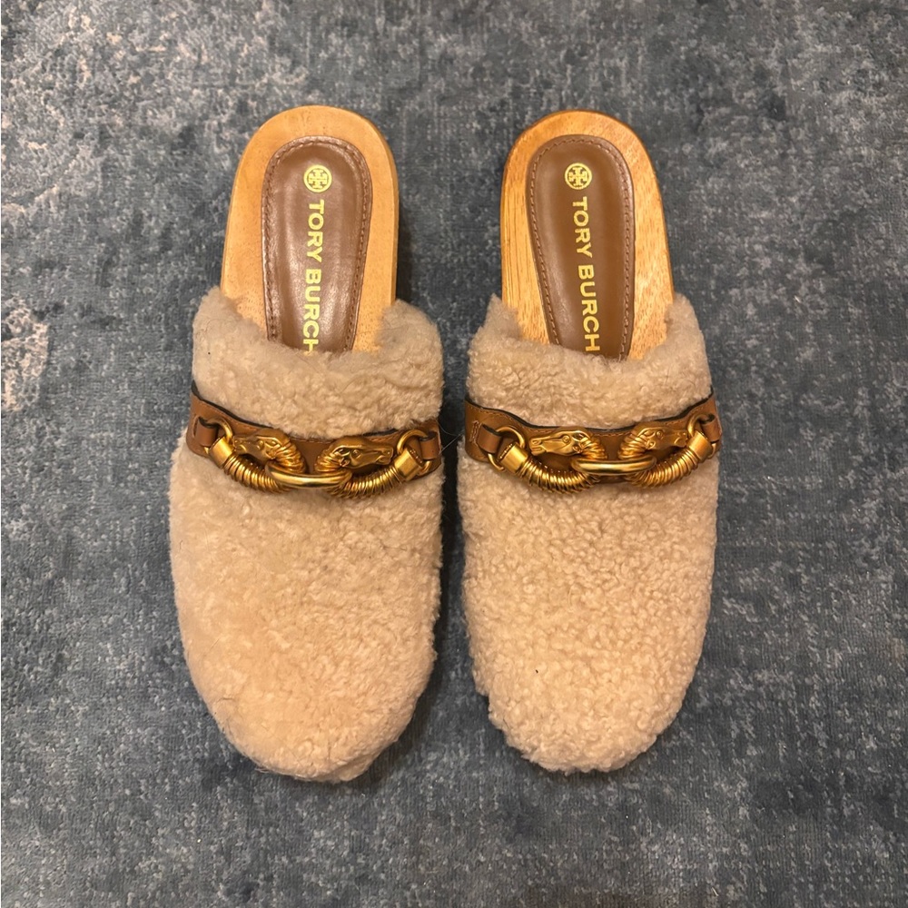 Tory Burch Jessa Clogs - Real Sheep Fur